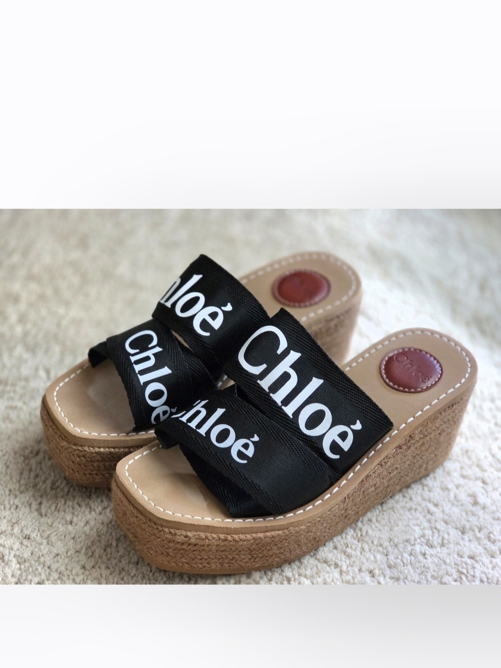 Black Logo Platform Espadrille Sandals